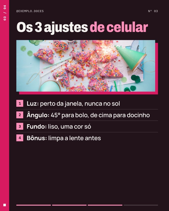 Slide 3 do carrossel de exemplo de confeitaria